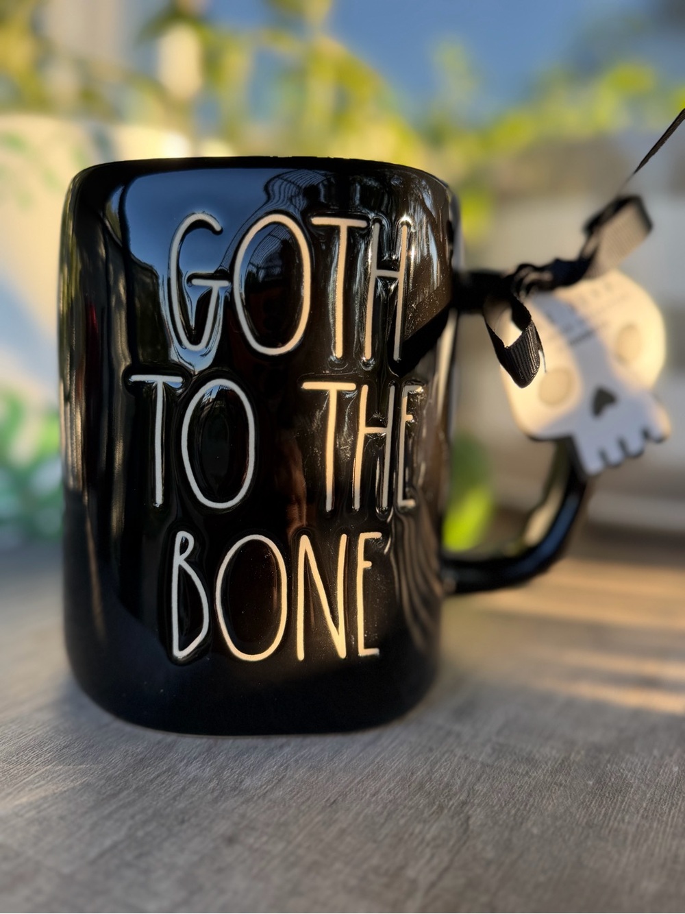 Rae Dunn Black "GOTH TO THE BONE" Ceramic Mug